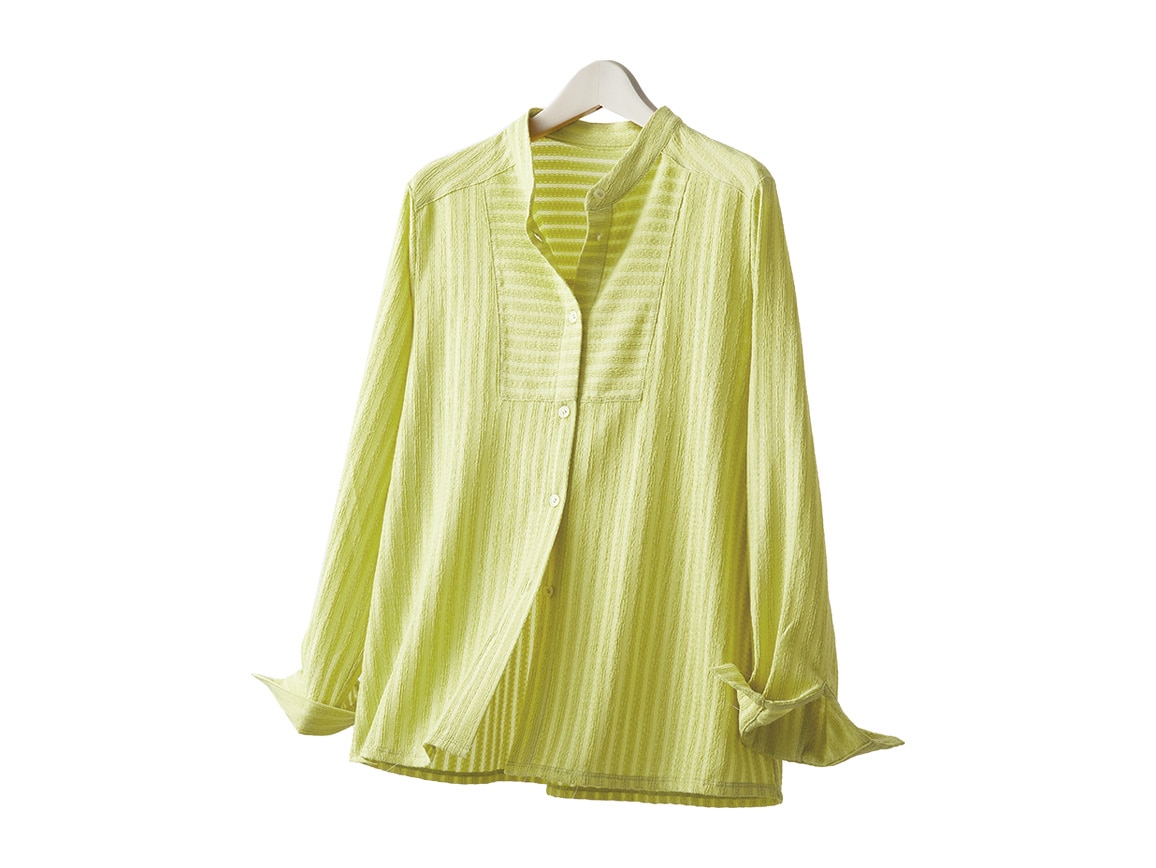 レース風シャーリングブラウス(長袖)【広告商品】 レース風シャーリングブラウス(長袖)【広告商品】