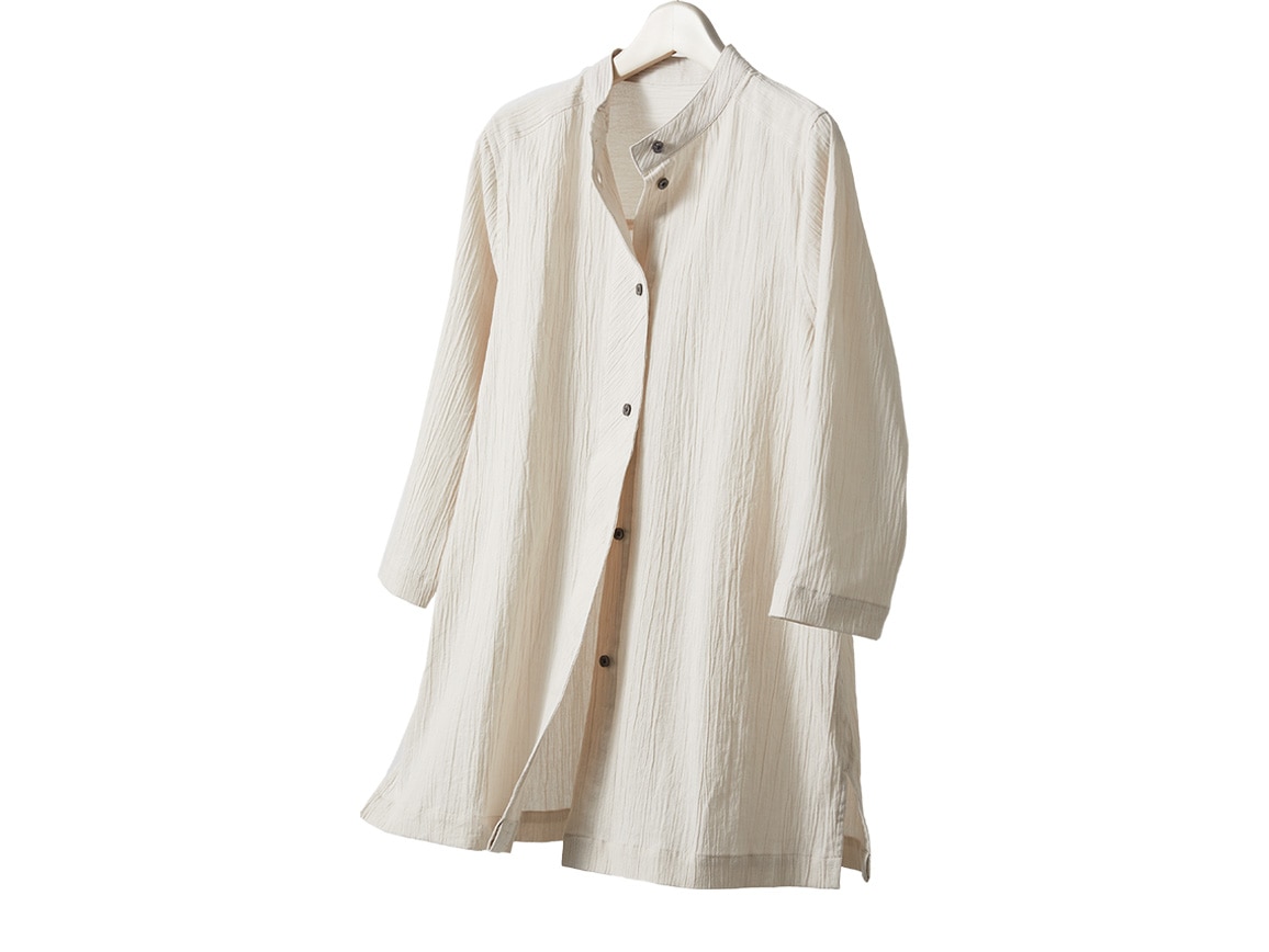 綿楊柳バンドカラーシャツ(七分袖)【広告商品】 綿楊柳バンドカラーシャツ(七分袖)【広告商品】