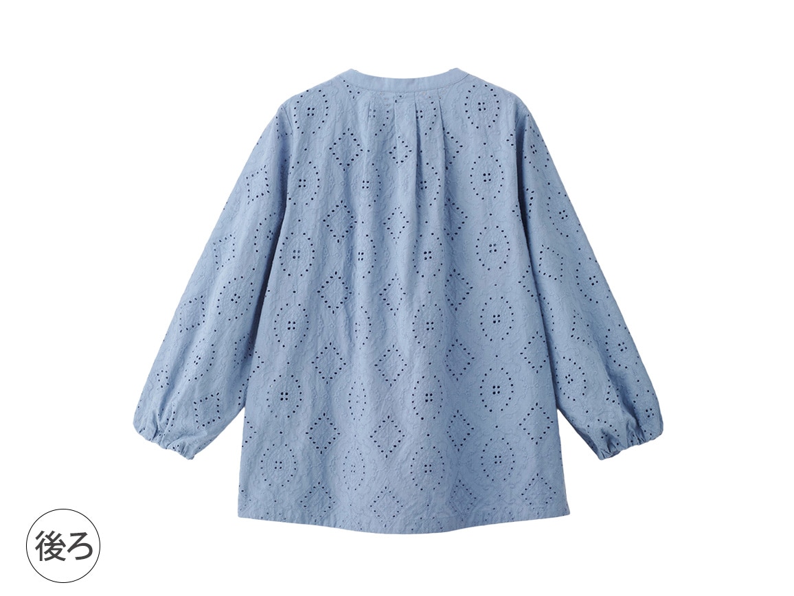 アイレットレースふんわり袖ブラウス アイレットレースふんわり袖ブラウス