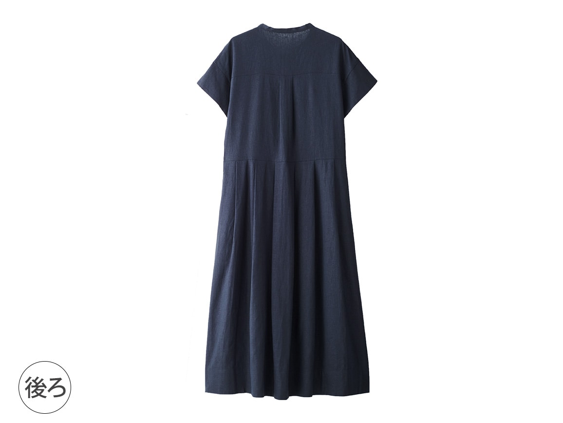 麻混ピンタックゆったりワンピース 麻混ピンタックゆったりワンピース