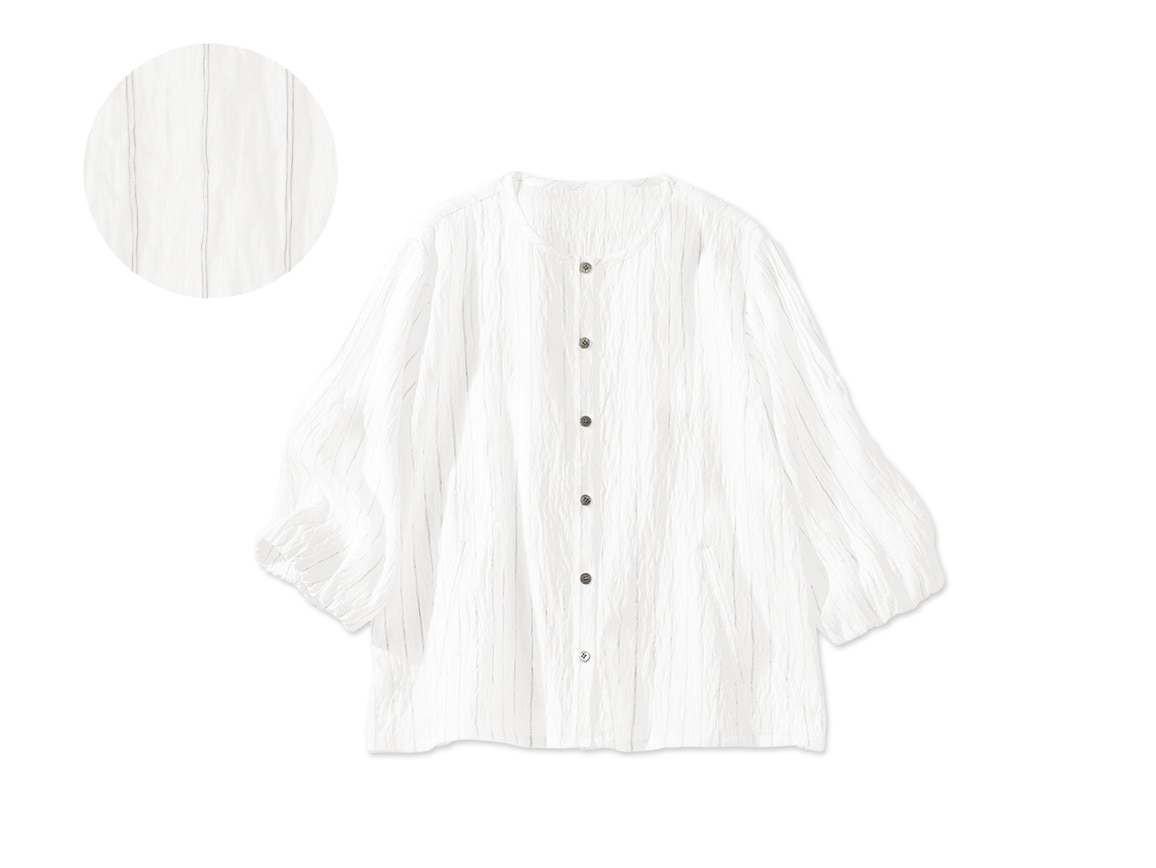 リネン混軽量シャツブラウス リネン混軽量シャツブラウス