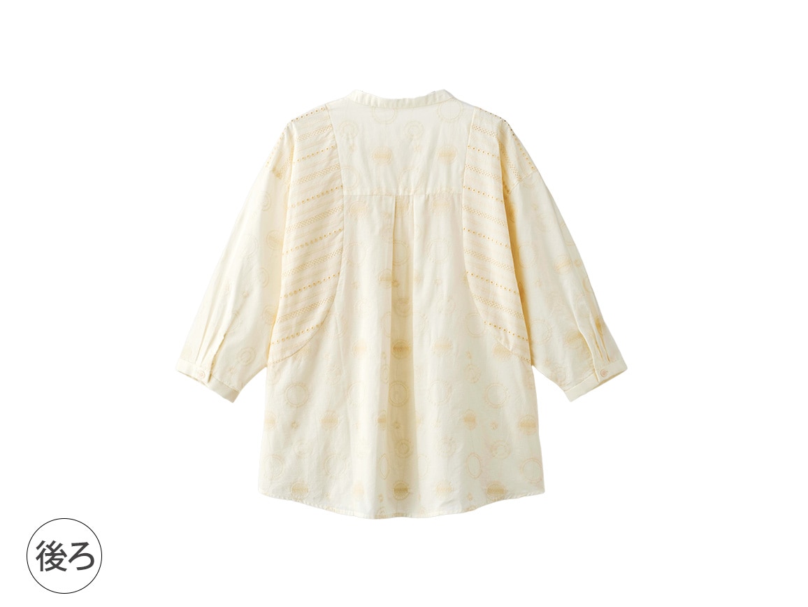サークル刺しゅう切り替えレースブラウス サークル刺しゅう切り替えレースブラウス