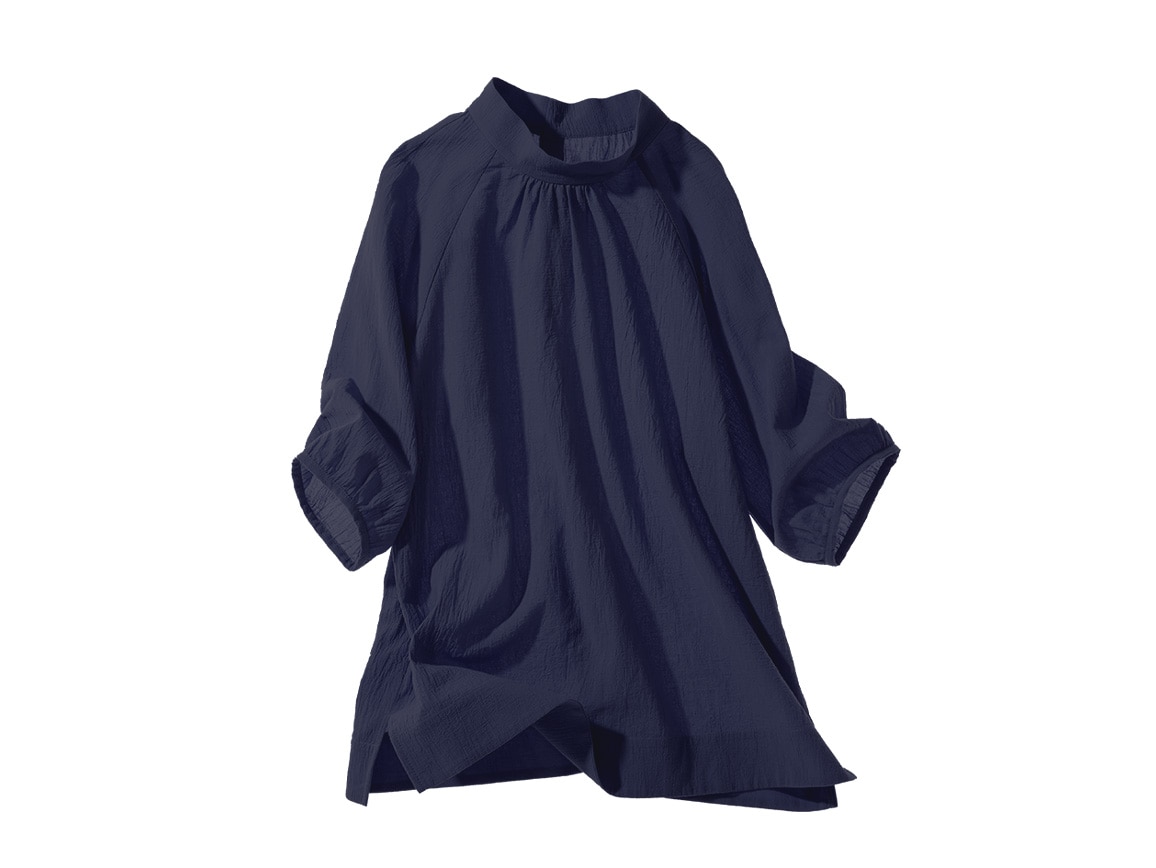 ハイネック綿楊柳ブラウス ハイネック綿楊柳ブラウス