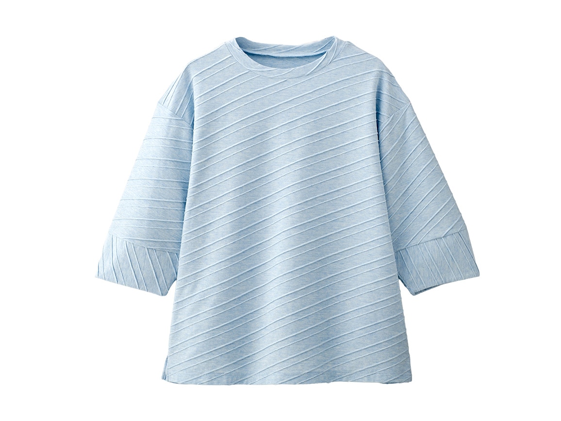 バイアスジャカード袖デザインプルオーバー(02_M 61_ブルー