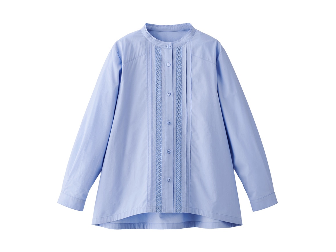 レースデザインバンドカラーブラウス レースデザインバンドカラーブラウス