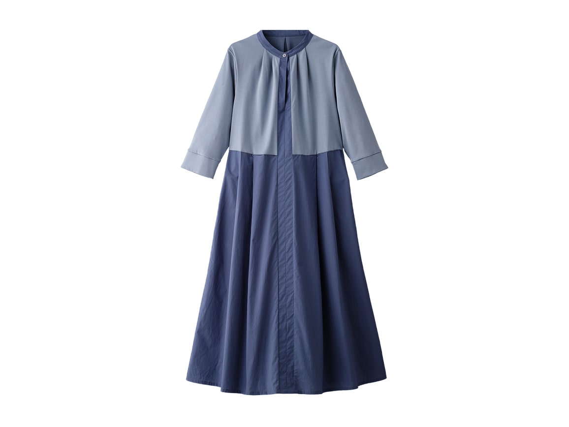 ジャージーつかい襟元デザインワンピース ジャージーつかい襟元デザインワンピース