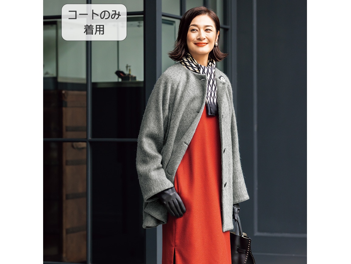 ベロアダウンベスト×ウール混コートセット ベロアダウンベスト×ウール混コートセット