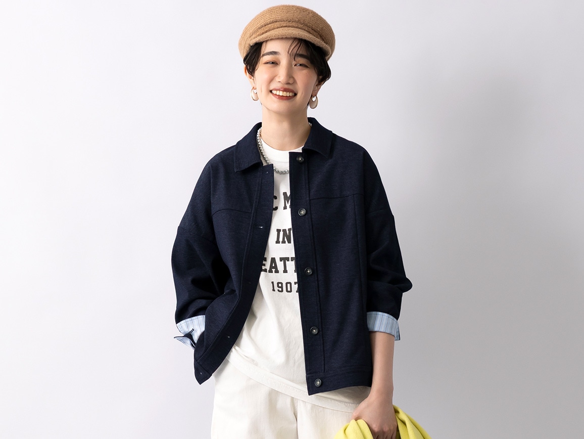 デニム調ゆったりブルゾン デニム調ゆったりブルゾン