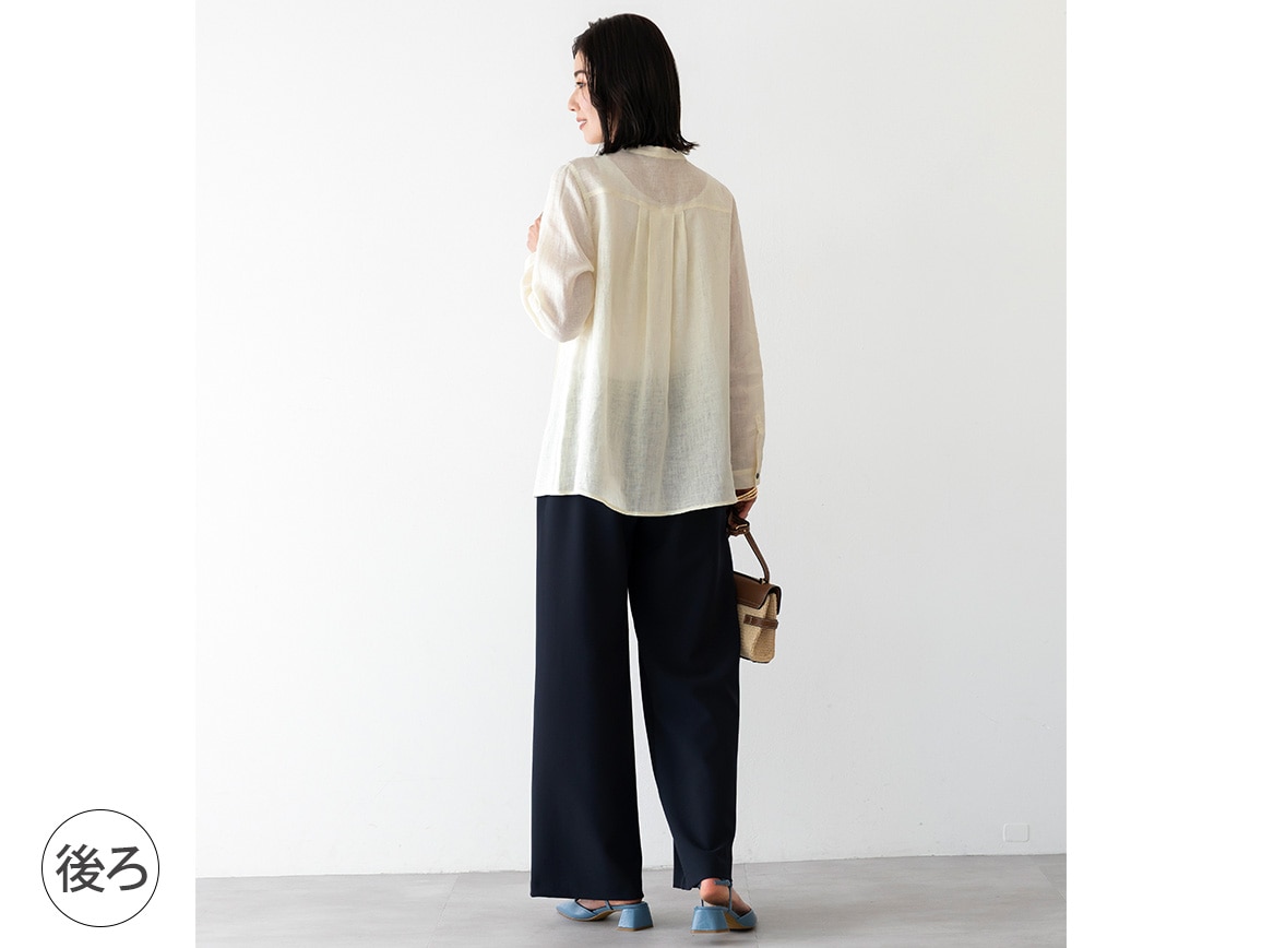 【先行】タックデザインリネンブラウス 【先行】タックデザインリネンブラウス