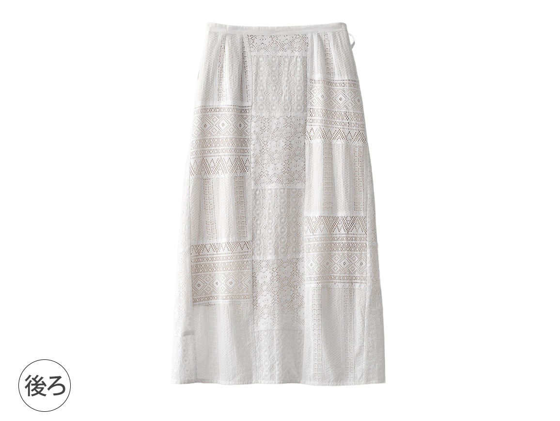 【先行】パッチワークレース巻きスカート 【先行】パッチワークレース巻きスカート