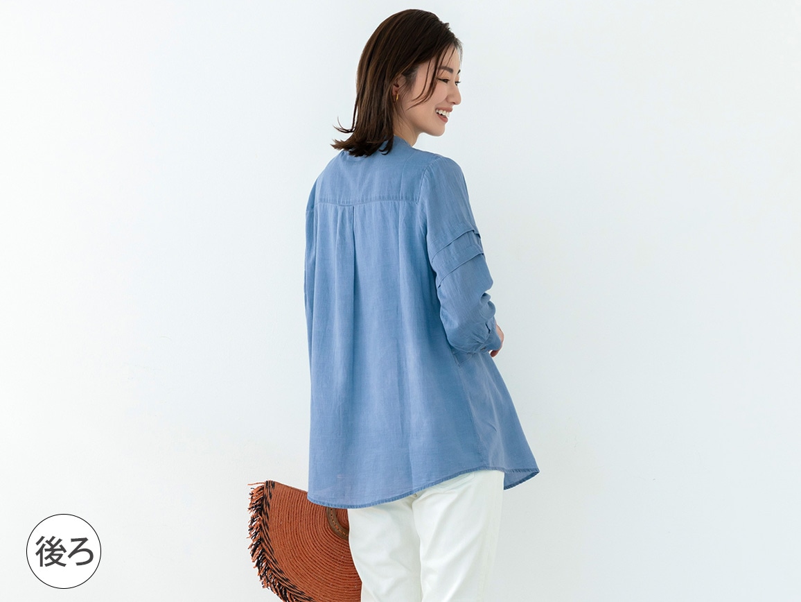 【先行】極薄デニムタックシャツ 【先行】極薄デニムタックシャツ