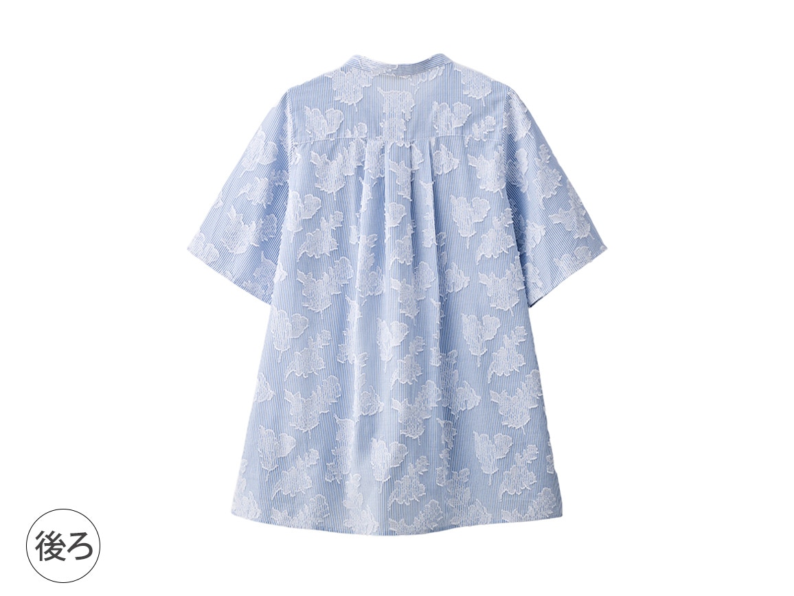 【先行】カットジャカードストライプブラウス 【先行】カットジャカードストライプブラウス