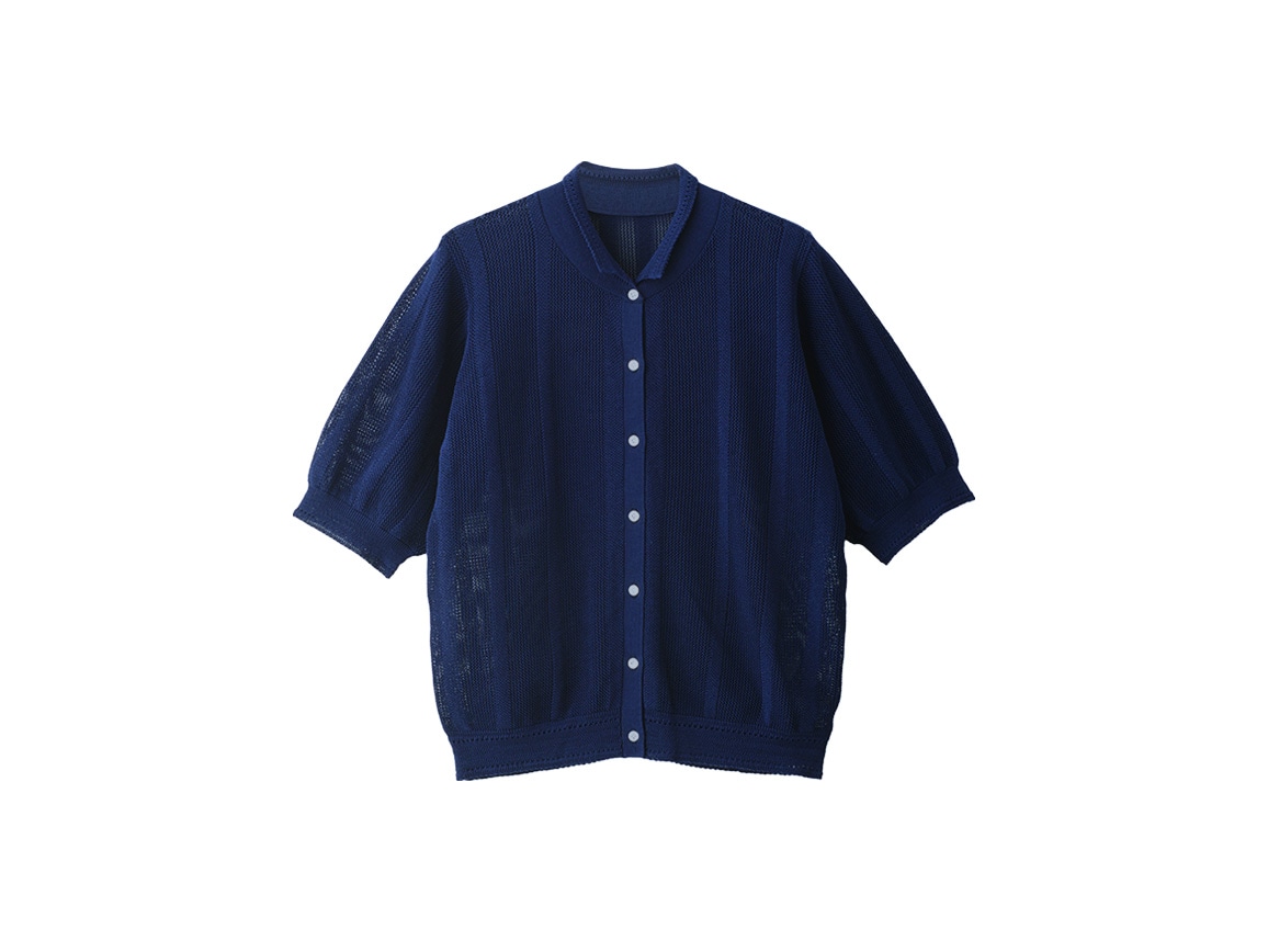 【先行】レーシー編み柄ポロ襟カーディガン 【先行】レーシー編み柄ポロ襟カーディガン