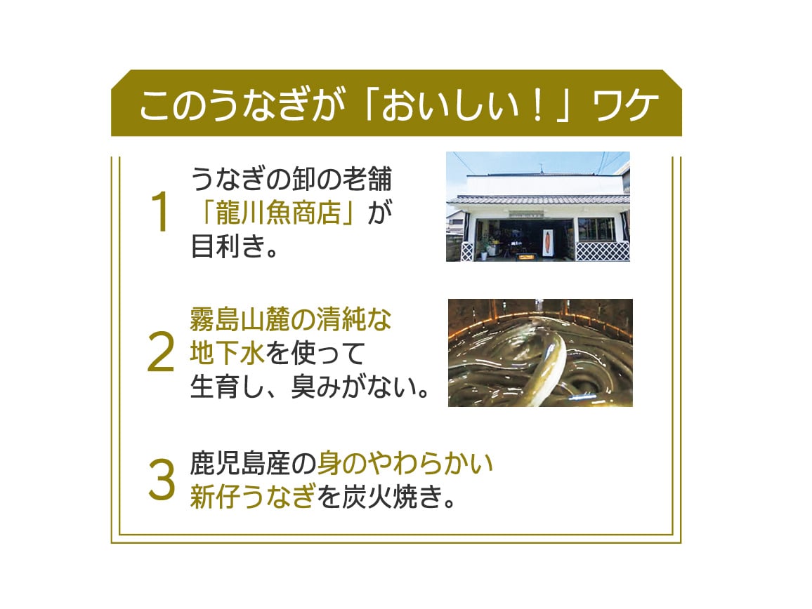 福岡柳川「龍川魚商店」うなぎ長焼き2種(2尾) 福岡柳川「龍川魚商店」うなぎ長焼き2種(2尾)