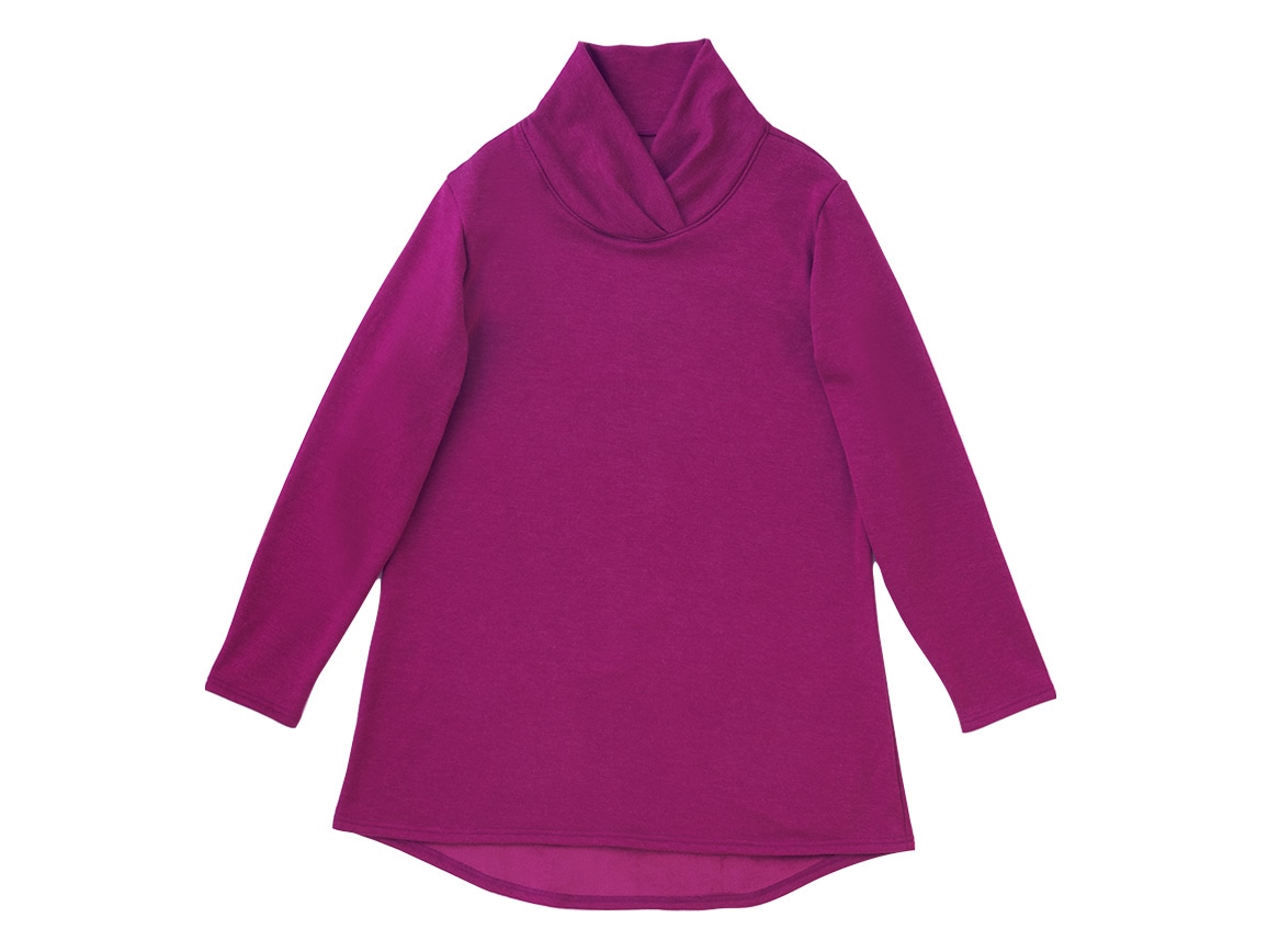 日本製 あったかなめらかクロスネックチュニック 日本製 あったかなめらかクロスネックチュニック