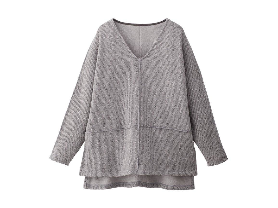 裏起毛リブVネックプルオーバー 裏起毛リブVネックプルオーバー