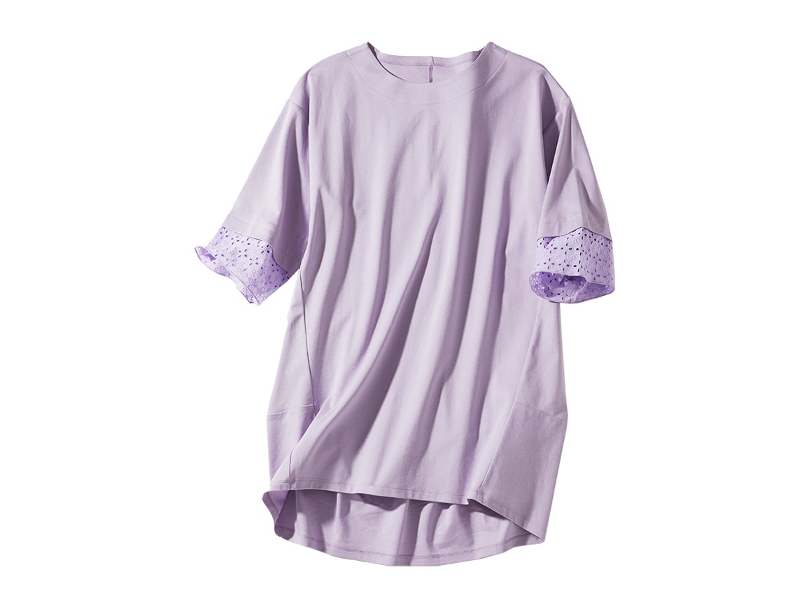 袖レースコクーンチュニック(七分袖)【広告商品】 袖レースコクーンチュニック(七分袖)【広告商品】