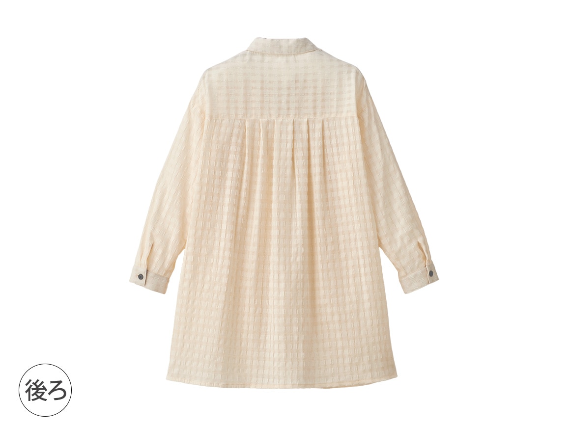 高島ちぢみシャツ襟ゆったりブラウス 高島ちぢみシャツ襟ゆったりブラウス