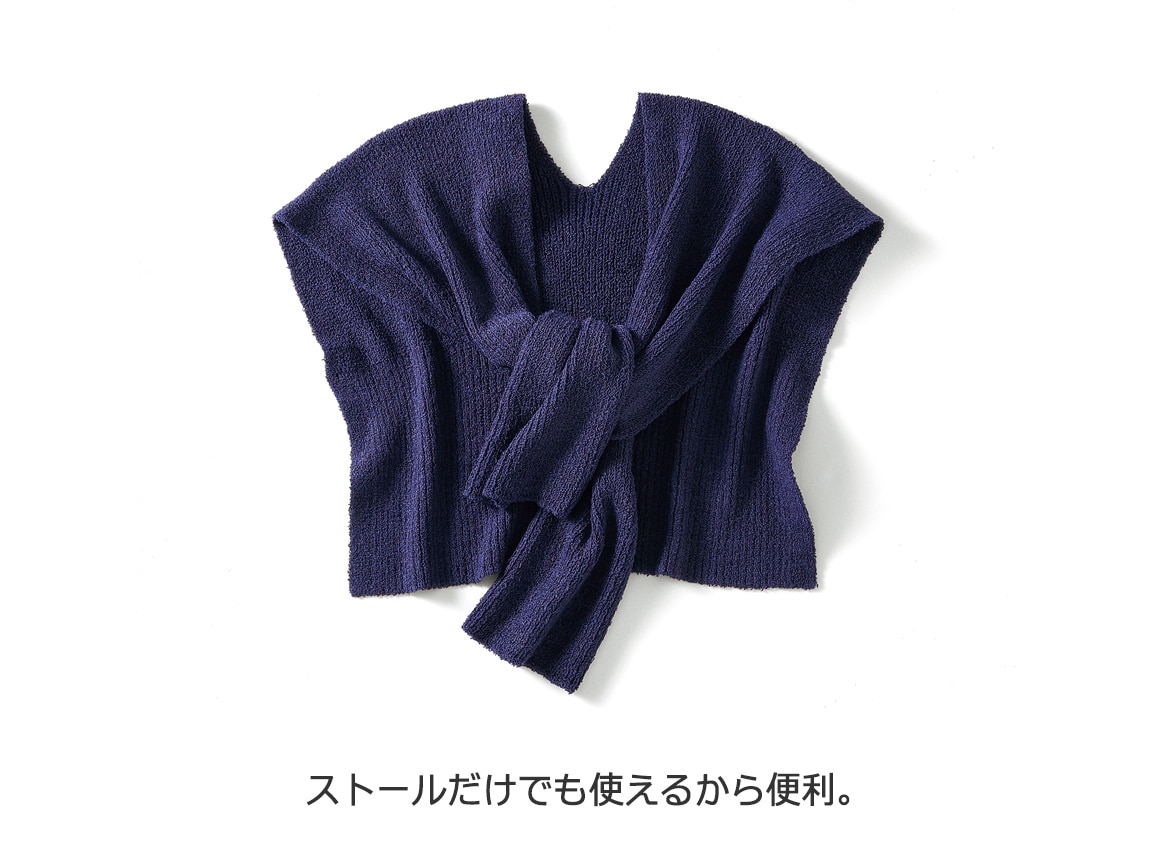 肩掛けストールつき六分袖ニット 肩掛けストールつき六分袖ニット