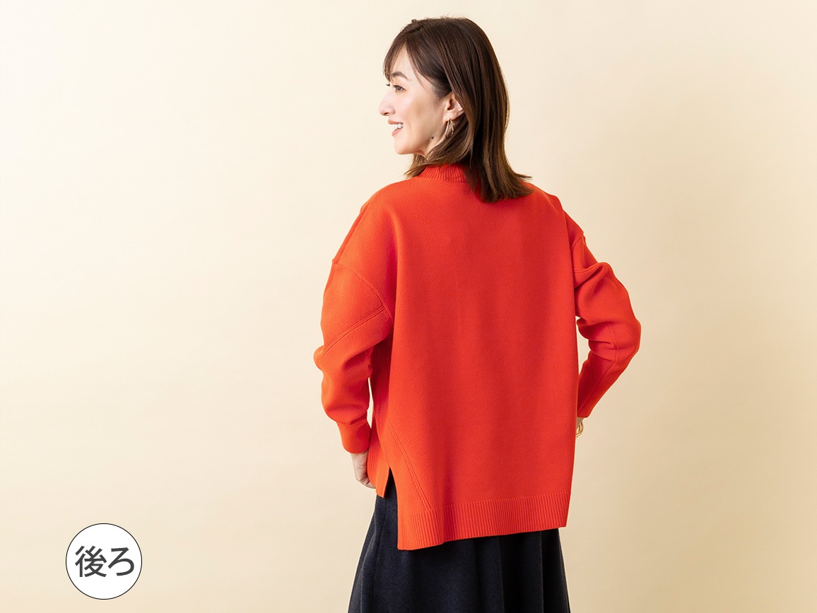 鹿の子編みモックネックセーター 鹿の子編みモックネックセーター