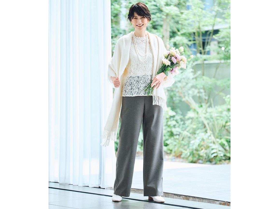 ウール見えセミワイドパンツ【広告商品】 ウール見えセミワイドパンツ【広告商品】