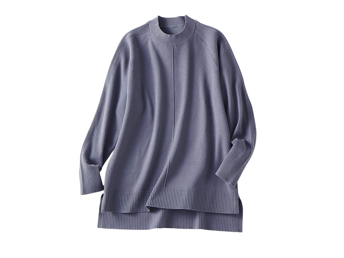 センター切り替え鹿の子編みセーター【広告商品】 センター切り替え鹿の子編みセーター【広告商品】