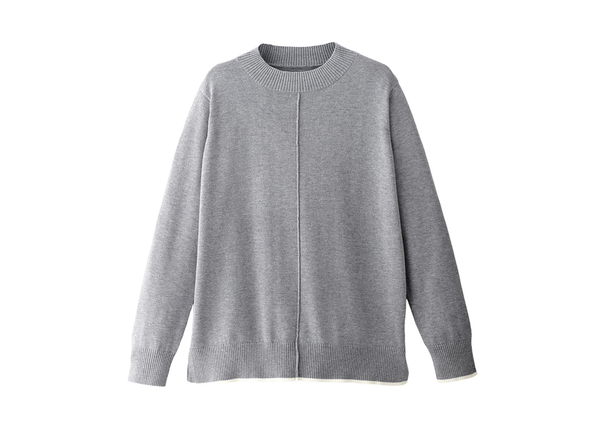 【先行】シルク混ラインデザインニット 【先行】シルク混ラインデザインニット