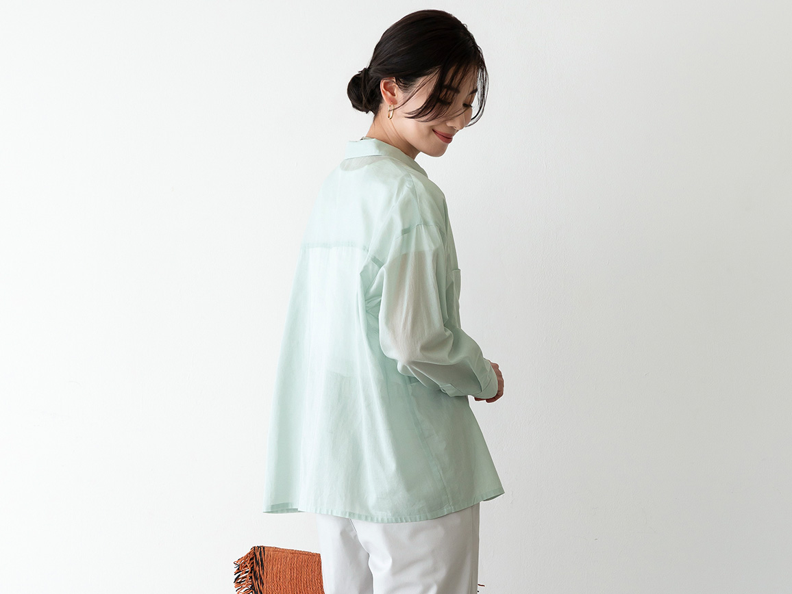 【先行】シアーコットンボクシーブラウス 【先行】シアーコットンボクシーブラウス