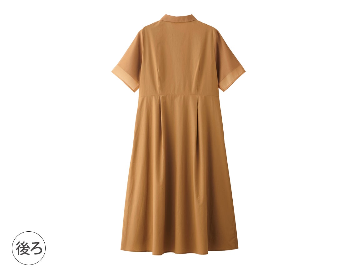 【先行】オーガンジー使いシャツワンピース 【先行】オーガンジー使いシャツワンピース