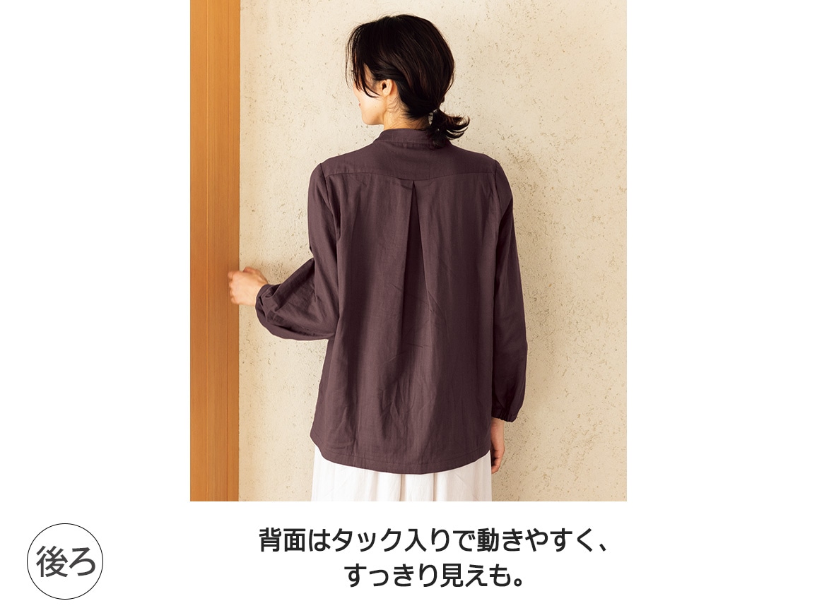 軽やかストレッチWガーゼ タックブラウス 軽やかストレッチWガーゼ タックブラウス