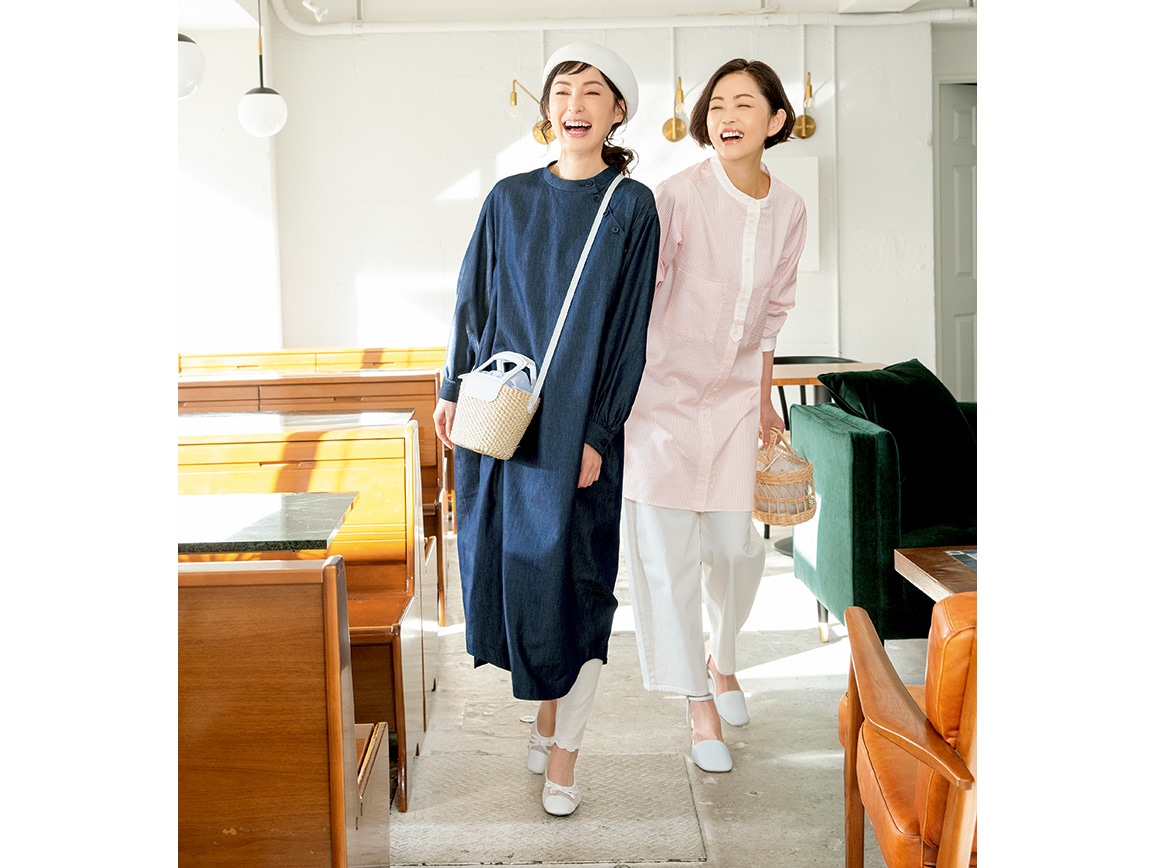 テンセルｔｍデニム コクーンワンピース 02 ｍ 80 インディゴブルー 公式 ハルメク通販サイト