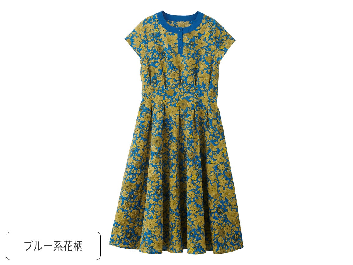 塩縮コットンワンピース 02 ｍ 69 ダークネイビー 公式 ハルメク通販サイト