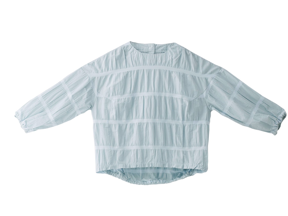 綿混シャーリングボーダーブラウス 綿混シャーリングボーダーブラウス