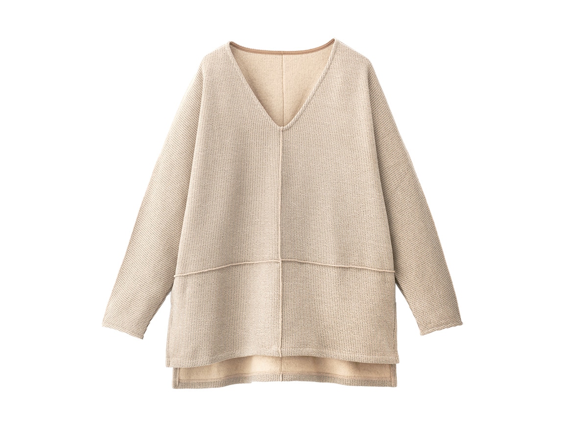 裏起毛リブVネックプルオーバー 裏起毛リブVネックプルオーバー