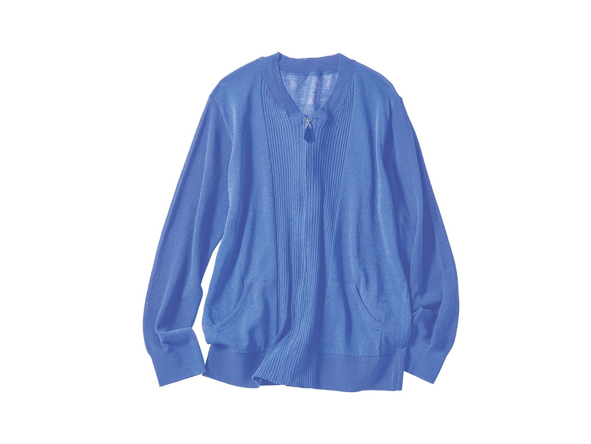 綿混さらさらニットブルゾン 綿混さらさらニットブルゾン