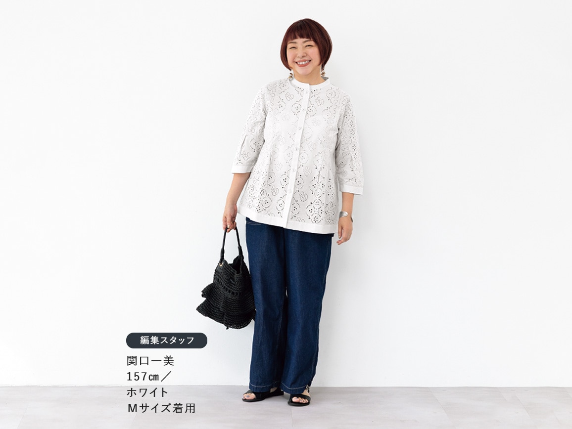 アイレットレース刺しゅうブラウス アイレットレース刺しゅうブラウス