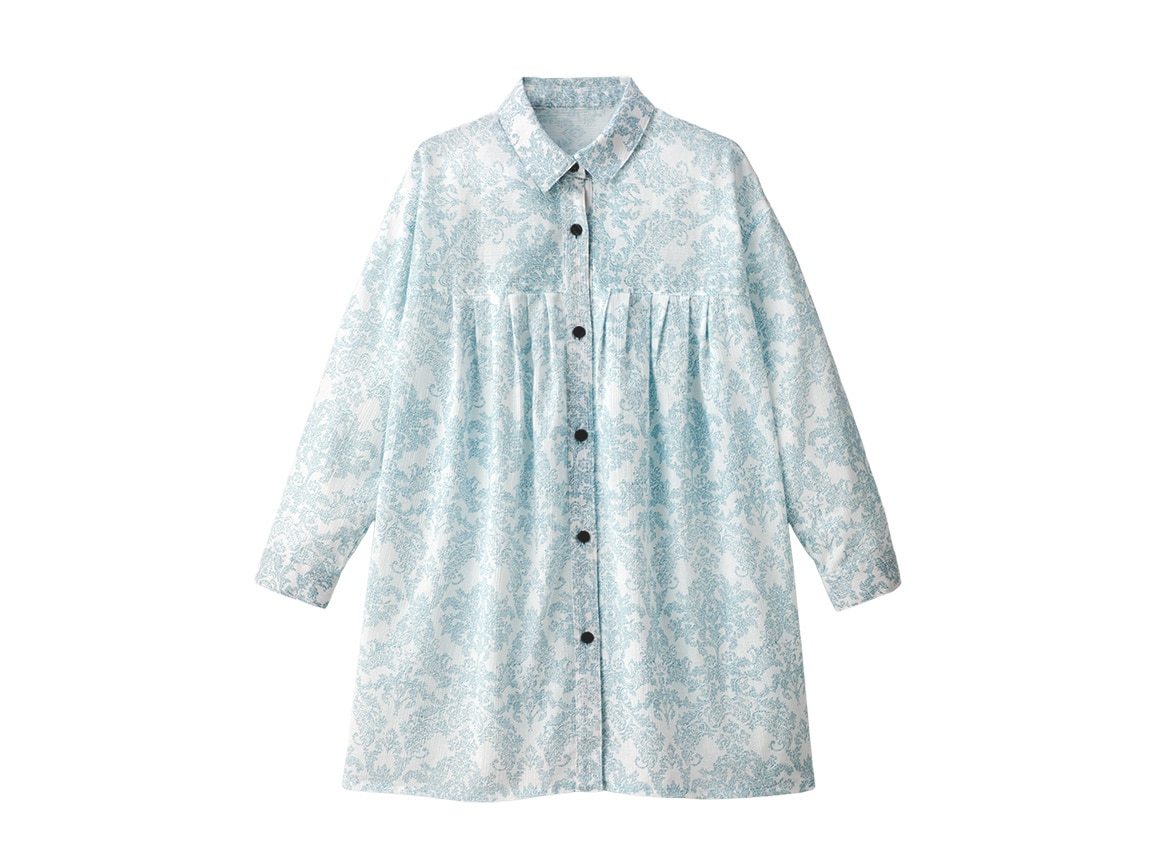 高島ちぢみシャツ襟ゆったりブラウス 高島ちぢみシャツ襟ゆったりブラウス