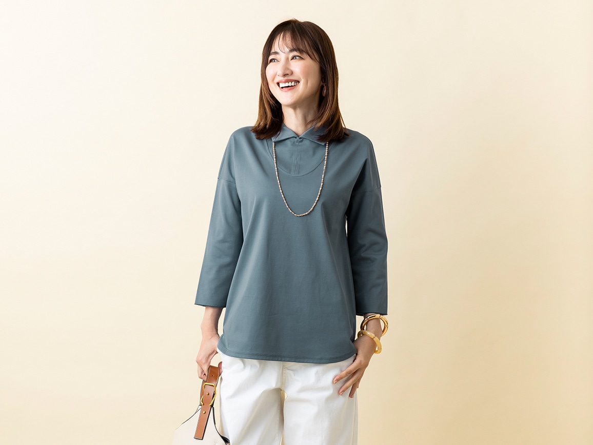 ハイゲージブラウス見えプルオーバー ハイゲージブラウス見えプルオーバー