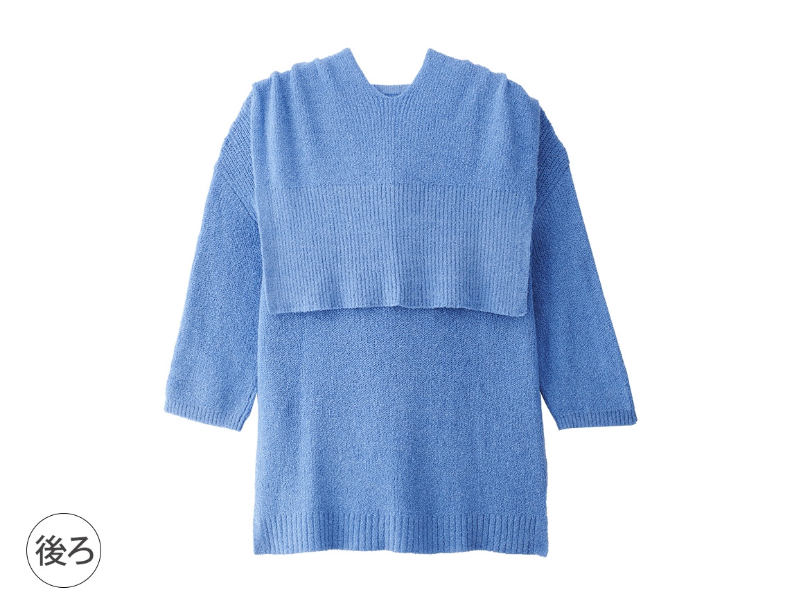 肩掛けストールつき六分袖ニット 肩掛けストールつき六分袖ニット