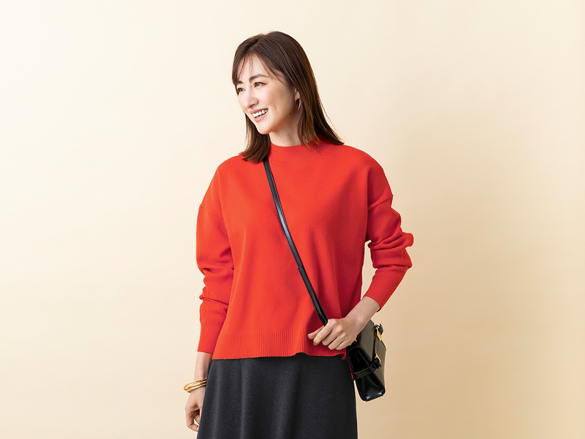 鹿の子編みモックネックセーター 鹿の子編みモックネックセーター