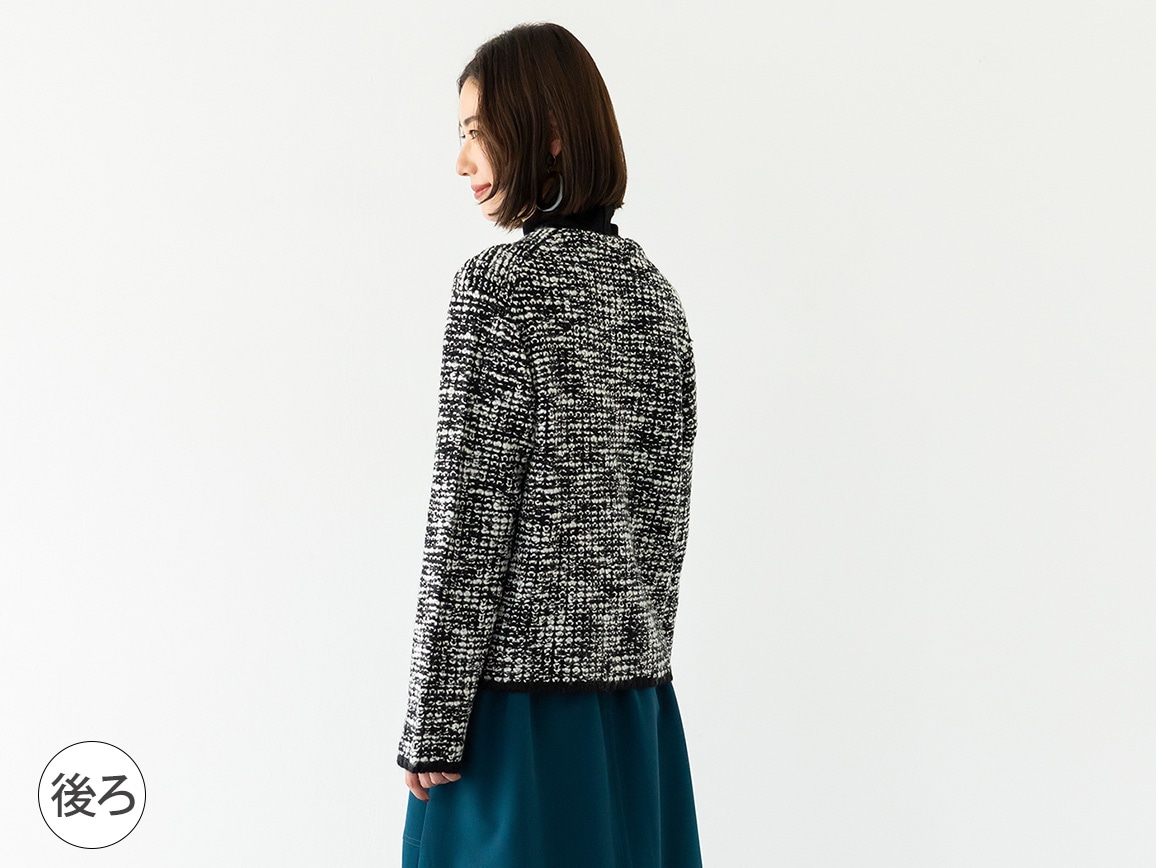 ミックスツイード風ニットジャケット ミックスツイード風ニットジャケット