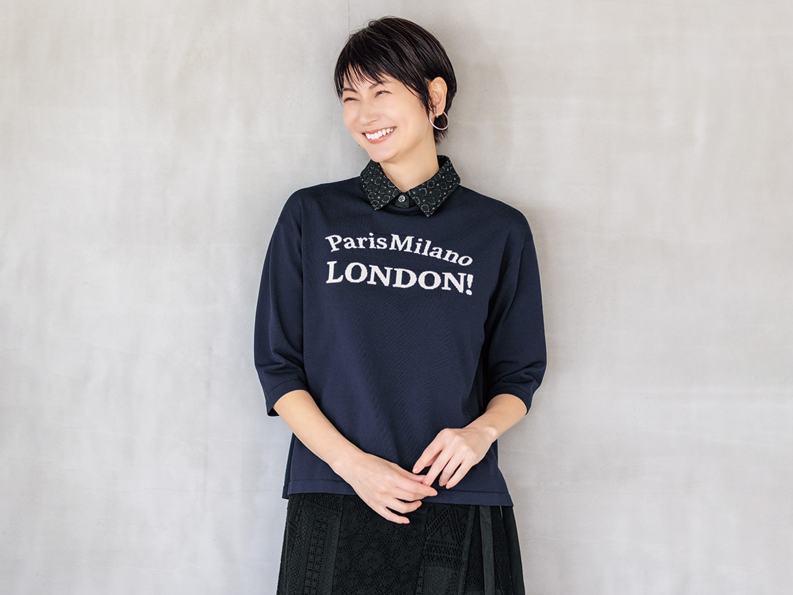 ひじが隠れるクルーネックニット ひじが隠れるクルーネックニット