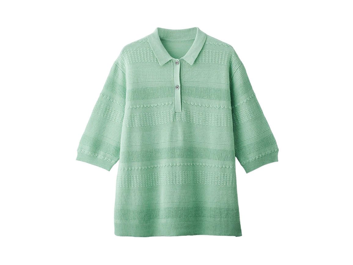 柄編みポロニット 柄編みポロニット