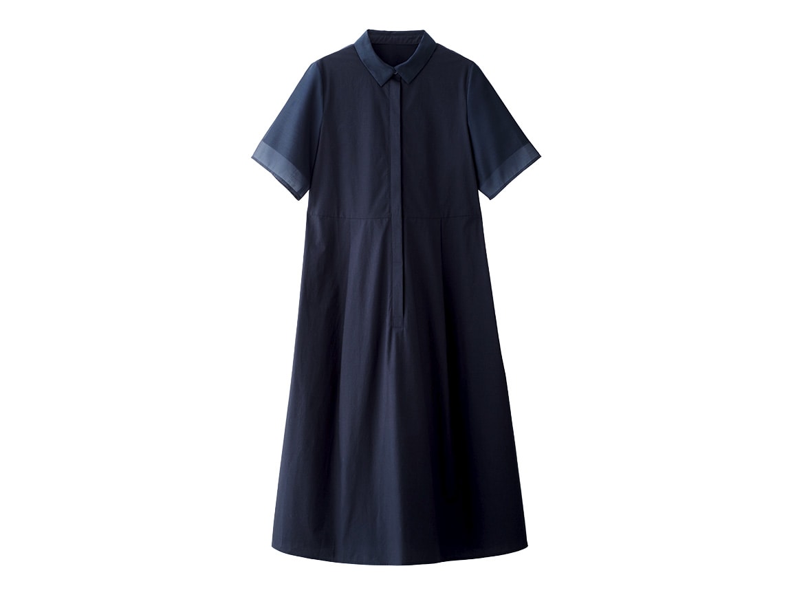 【先行】オーガンジー使いシャツワンピース 【先行】オーガンジー使いシャツワンピース