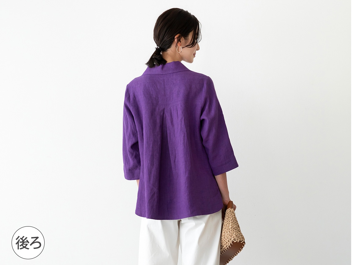 襟デザインリネンブラウスジャケット 襟デザインリネンブラウスジャケット