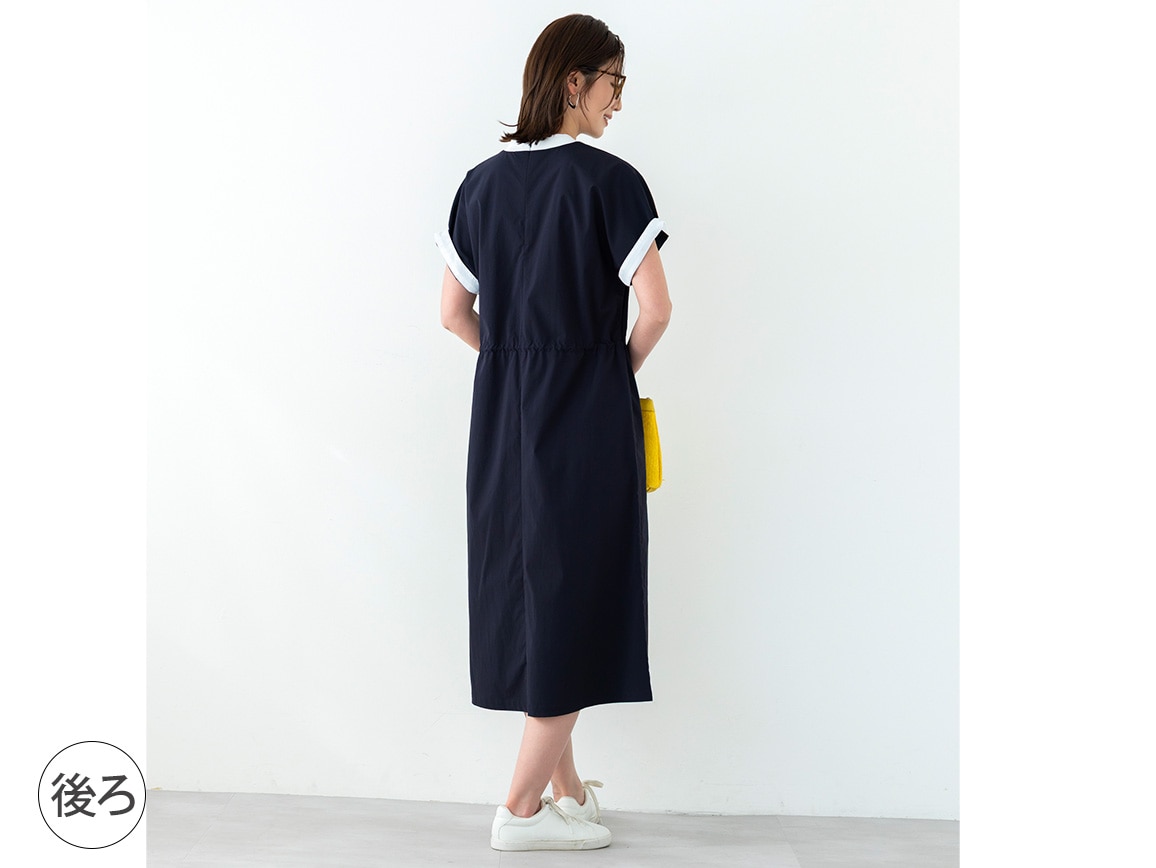 【先行】リブ襟つき軽量ワンピース 【先行】リブ襟つき軽量ワンピース