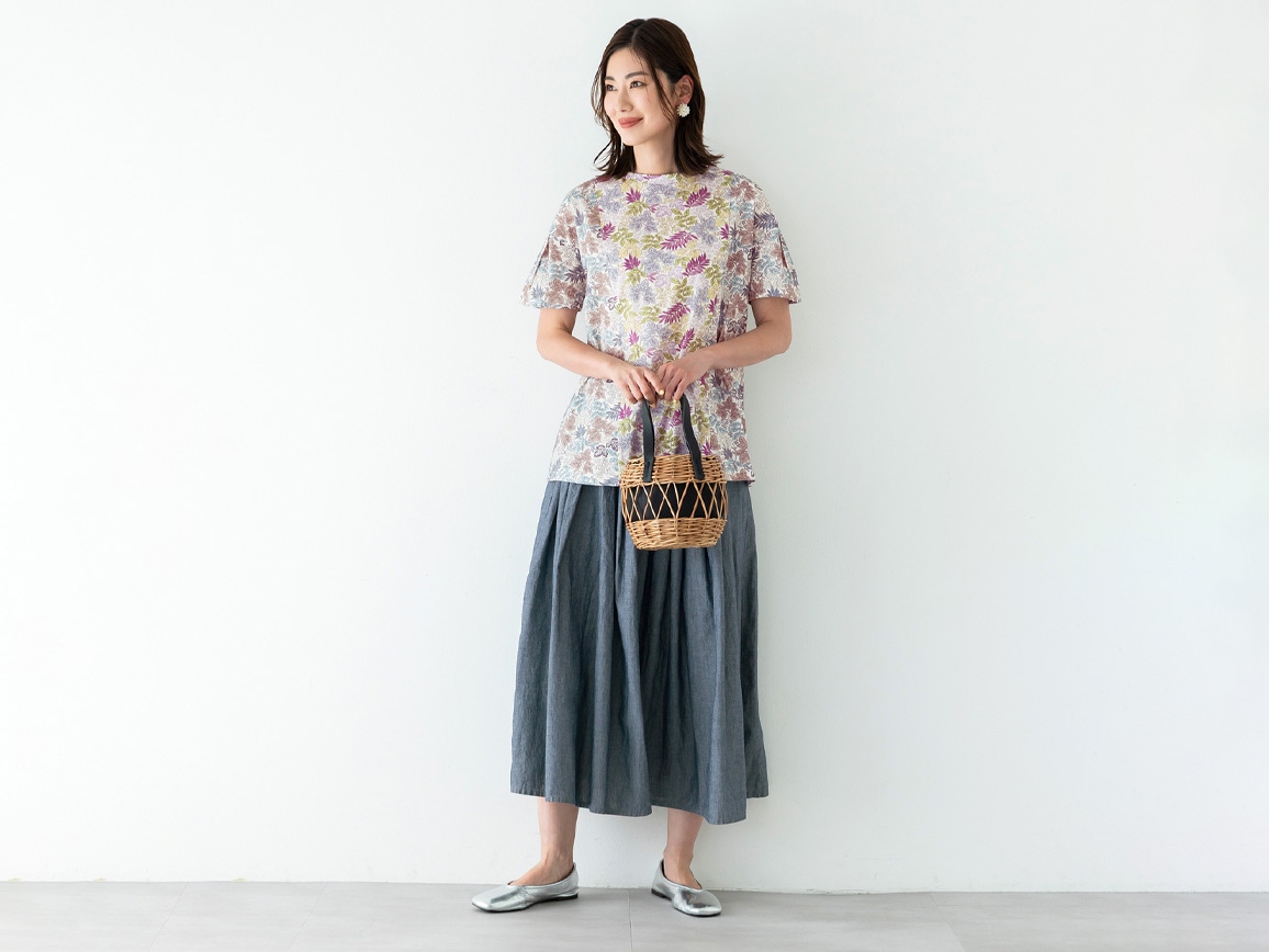 【先行】タックデザイン軽量デニムスカート 【先行】タックデザイン軽量デニムスカート