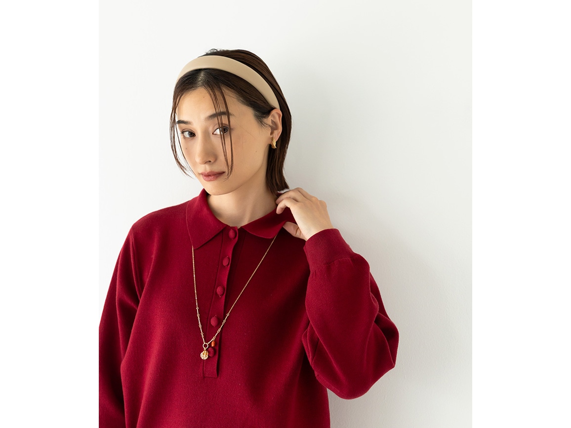 【先行】ポロ襟つきフォルムニット 【先行】ポロ襟つきフォルムニット