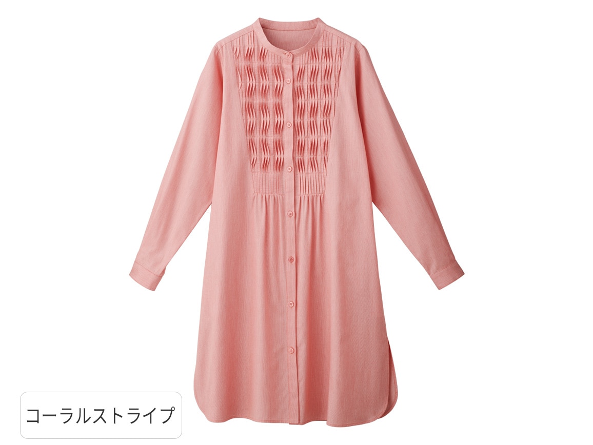 タック使いロングシャツ タック使いロングシャツ
