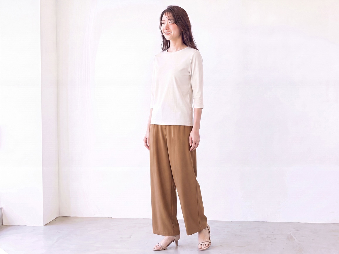 ウエストタックデザインワイドパンツ ウエストタックデザインワイドパンツ